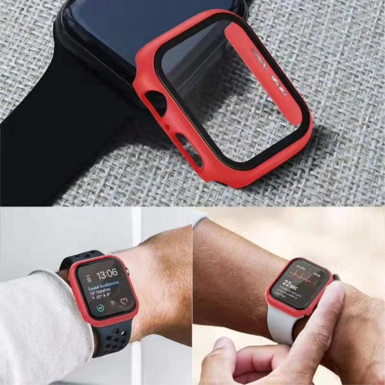 Super Godt Apple Watch Series 7 45mm Cover med Skærmbeskytter i Plastik og Hærdet Glas - Rød#serie_3