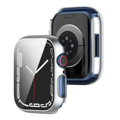 Beskyttende Apple Watch Series 7 45mm Cover med Skærmbeskytter i Plastik og Hærdet Glas - Sølv#serie_2