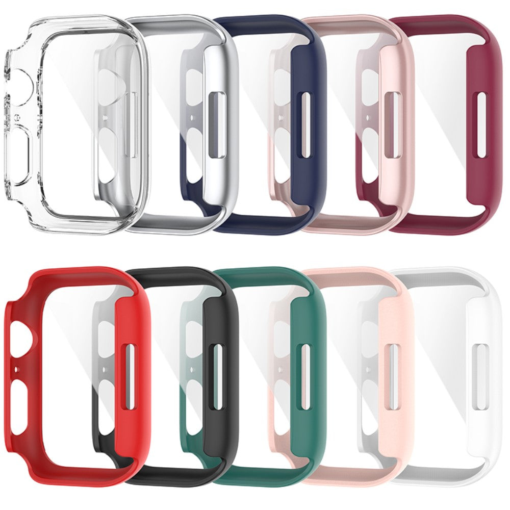 Beskyttende Apple Watch Series 7 45mm Cover med Skærmbeskytter i Plastik og Hærdet Glas - Pink#serie_9