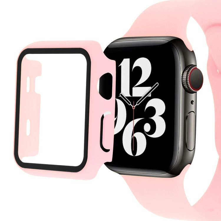 Apple Watch Series 7 45mm Plastik Cover med Rem og Hærdet Glas - Pink#serie_7