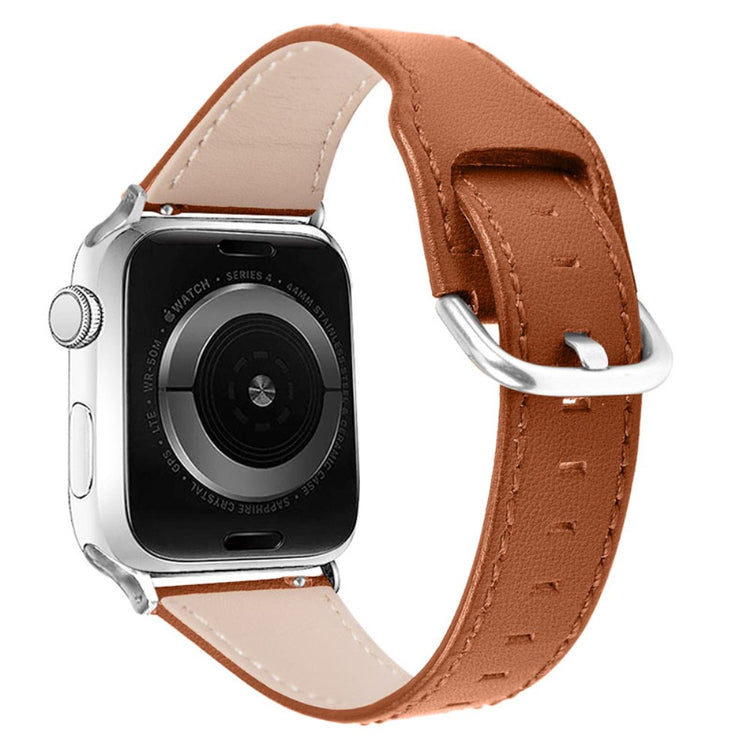 Meget skøn Apple Watch Series 7 45mm Ægte læder Rem - Brun#serie_1