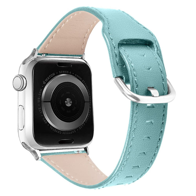 Meget skøn Apple Watch Series 7 45mm Ægte læder Rem - Blå#serie_2