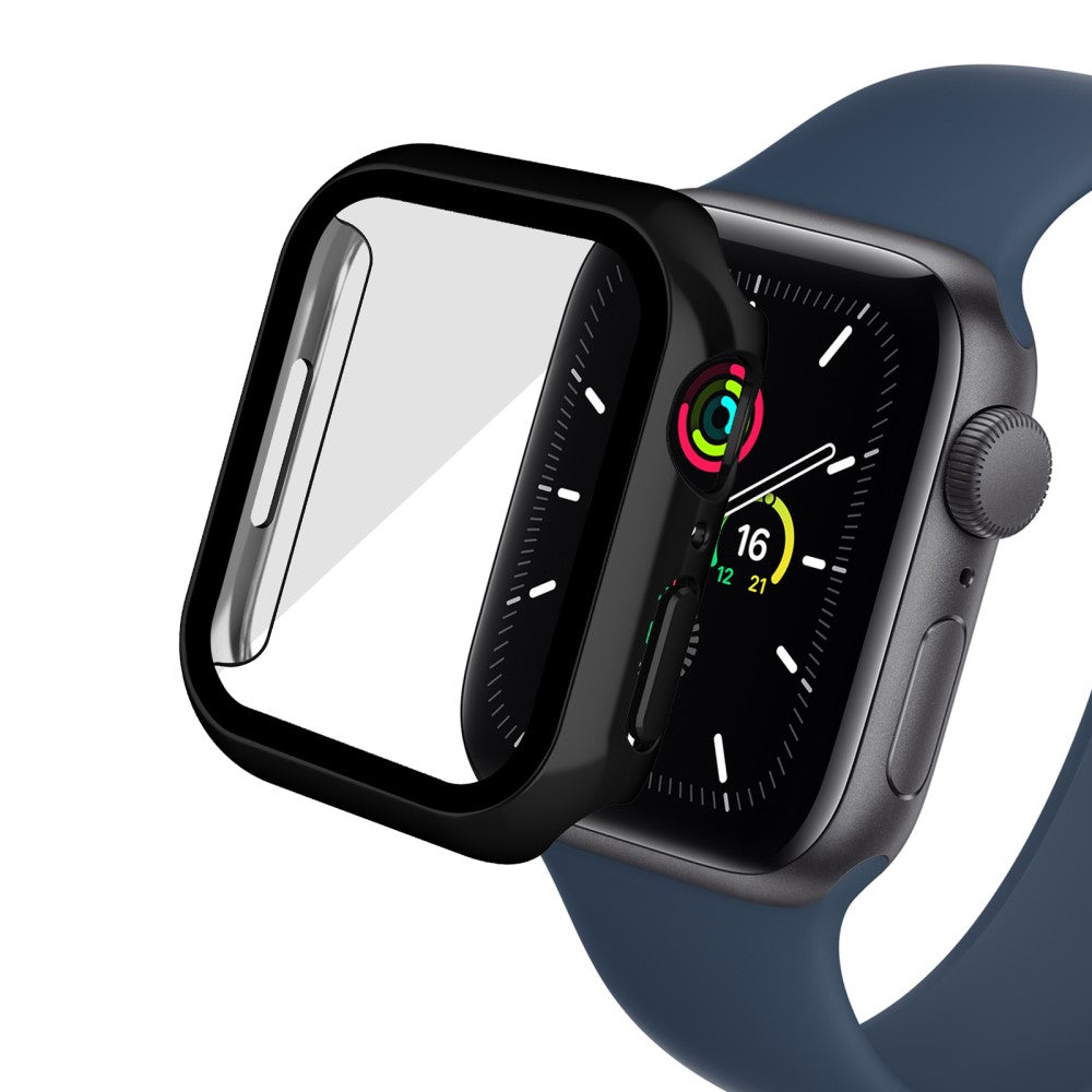 Super Pænt Apple Watch Series 7 45mm Cover med Skærmbeskytter i Plastik og Hærdet Glas - Sort#serie_1