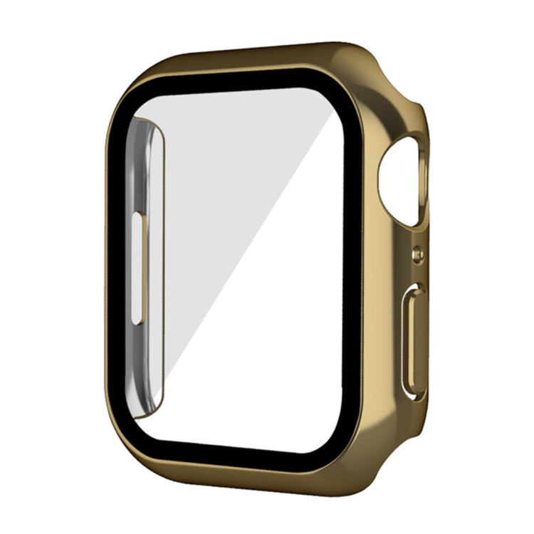 Super Pænt Apple Watch Series 7 45mm Cover med Skærmbeskytter i Plastik og Hærdet Glas - Guld#serie_5