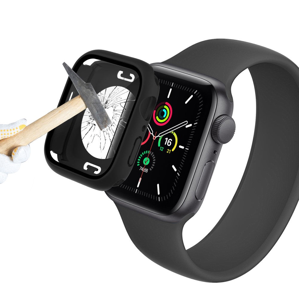 Apple Watch Series 7 45mm Elegant Plastik og Glas Bumper  - Sort#serie_5