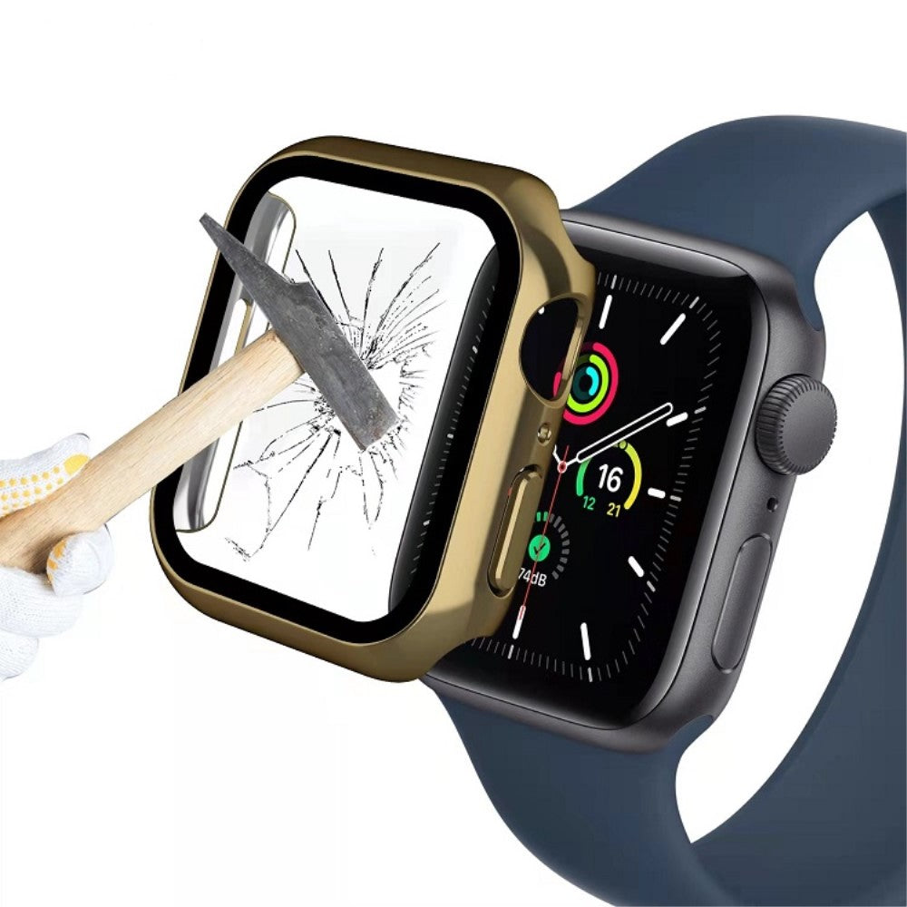 Fint Apple Watch Series 7 45mm Cover med Skærmbeskytter i Plastik og Hærdet Glas - Sort#serie_1