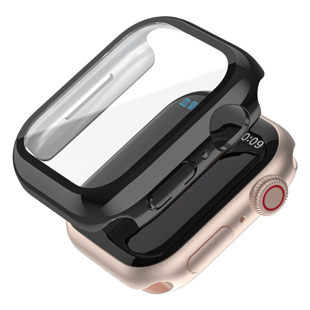 Fint Apple Watch Series 7 45mm Cover med Skærmbeskytter i Plastik og Hærdet Glas - Sølv#serie_2