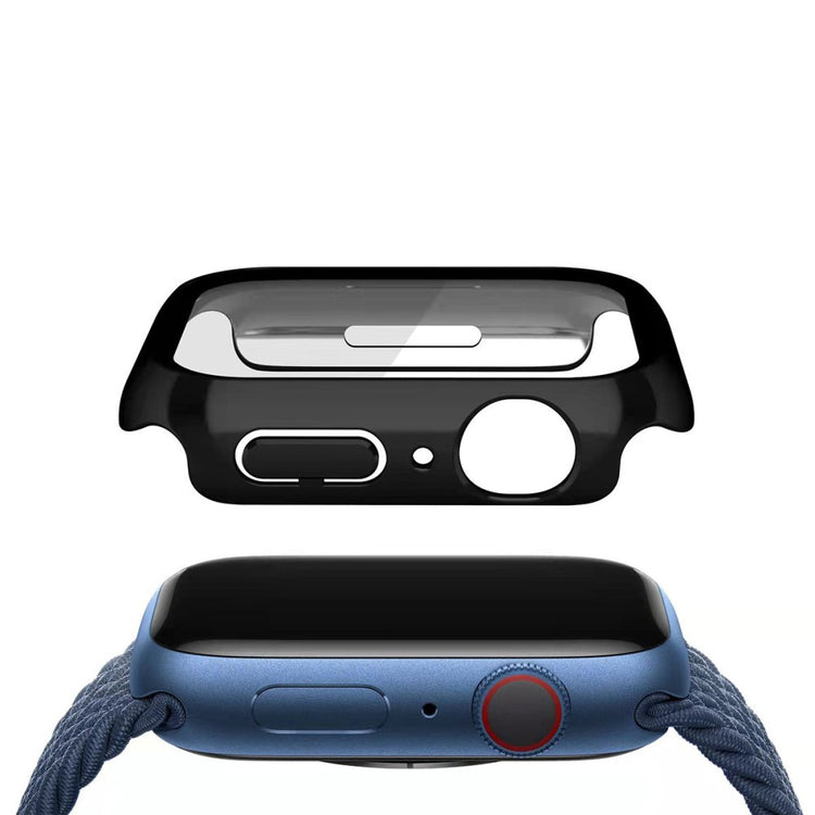 Fint Apple Watch Series 7 45mm Cover med Skærmbeskytter i Plastik og Hærdet Glas - Sølv#serie_2