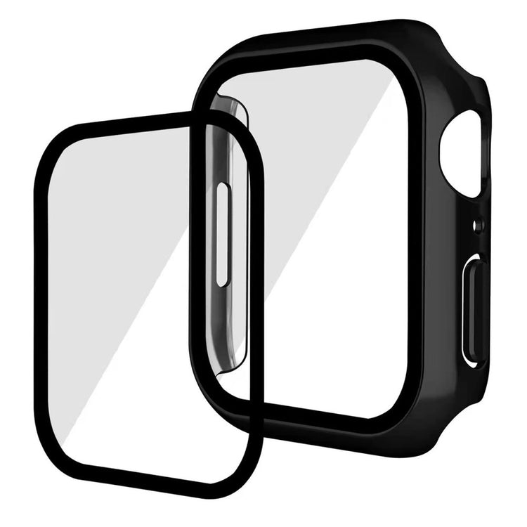 Fint Apple Watch Series 7 45mm Cover med Skærmbeskytter i Plastik og Hærdet Glas - Rød#serie_7