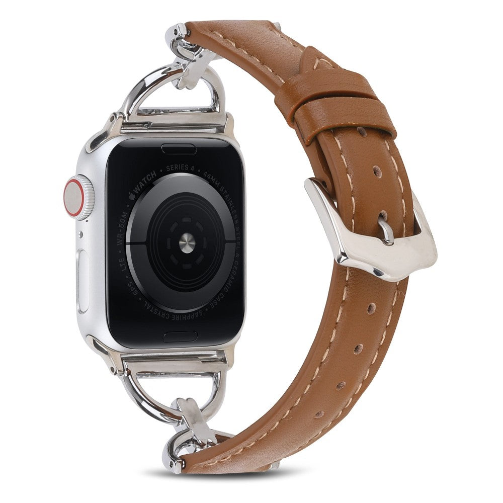 Rigtigt hårdfør Apple Watch Series 7 45mm Ægte læder Rem - Brun#serie_6