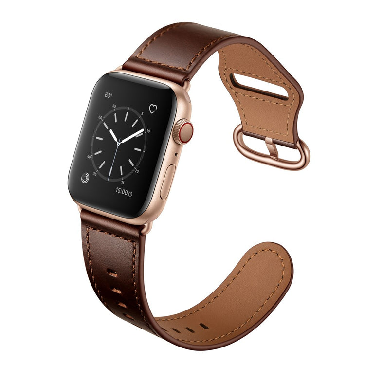 Helt vildt fed Apple Watch Series 7 45mm Ægte læder Urrem - Brun#serie_5