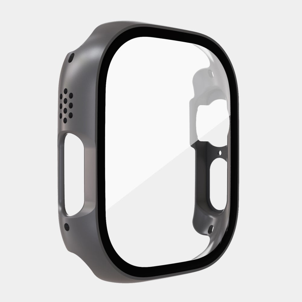 Mega Flot Apple Watch Ultra Cover med Skærmbeskytter i Plastik og Hærdet Glas - Sølv#serie_2