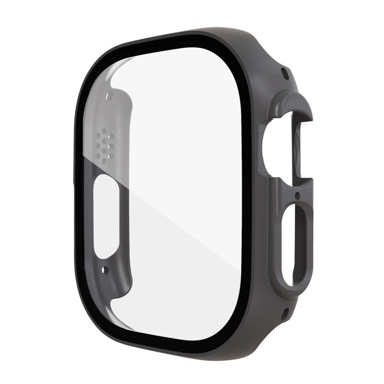 Mega Flot Apple Watch Ultra Cover med Skærmbeskytter i Plastik og Hærdet Glas - Sølv#serie_2