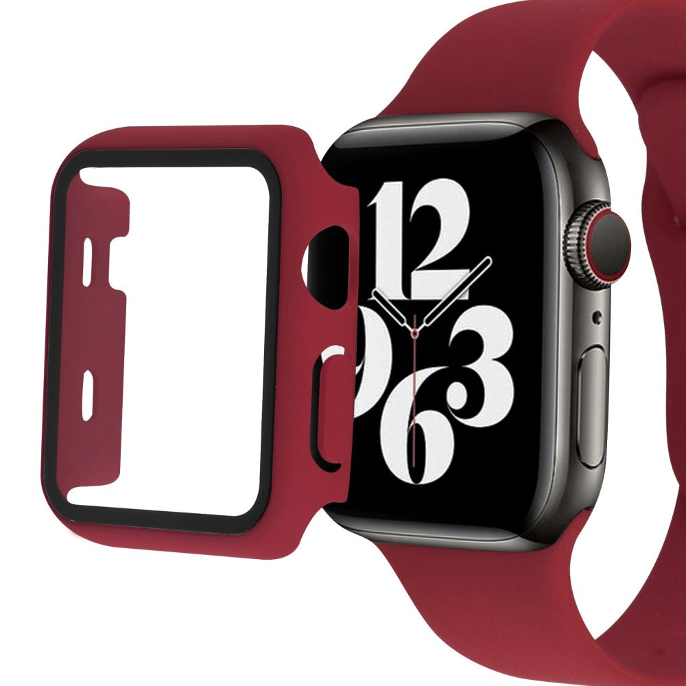 Vildt Fed Apple Watch Ultra Cover med Skærmbeskytter i Plastik og Hærdet Glas - Rød#serie_3