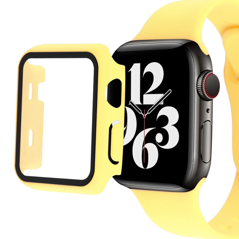 Flot Apple Watch Series 8 (41mm) / Apple Watch Series 7 41mm Cover med Skærmbeskytter i Plastik og Hærdet Glas - Gul#serie_12