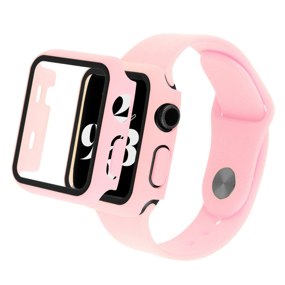 Apple Watch Series 8 (41mm) / Apple Watch Series 7 41mm Plastik Rem med Cover og Hærdet Glas - Pink#serie_11