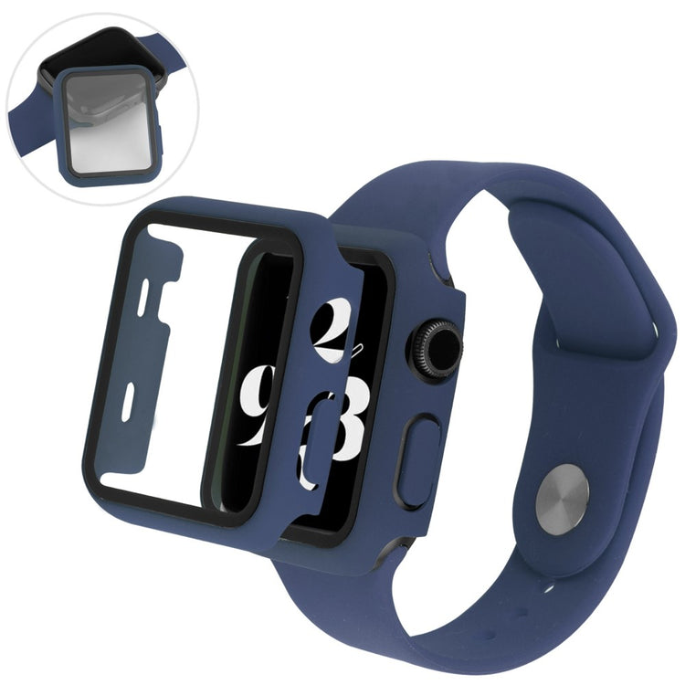 Apple Watch Series 8 (41mm) / Apple Watch Series 7 41mm Plastik Rem med Cover og Hærdet Glas - Blå#serie_13