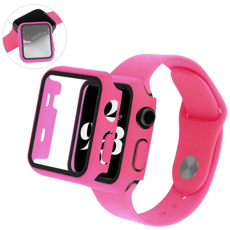 Apple Watch Series 8 (41mm) / Apple Watch Series 7 41mm Plastik Rem med Cover og Hærdet Glas - Pink#serie_14
