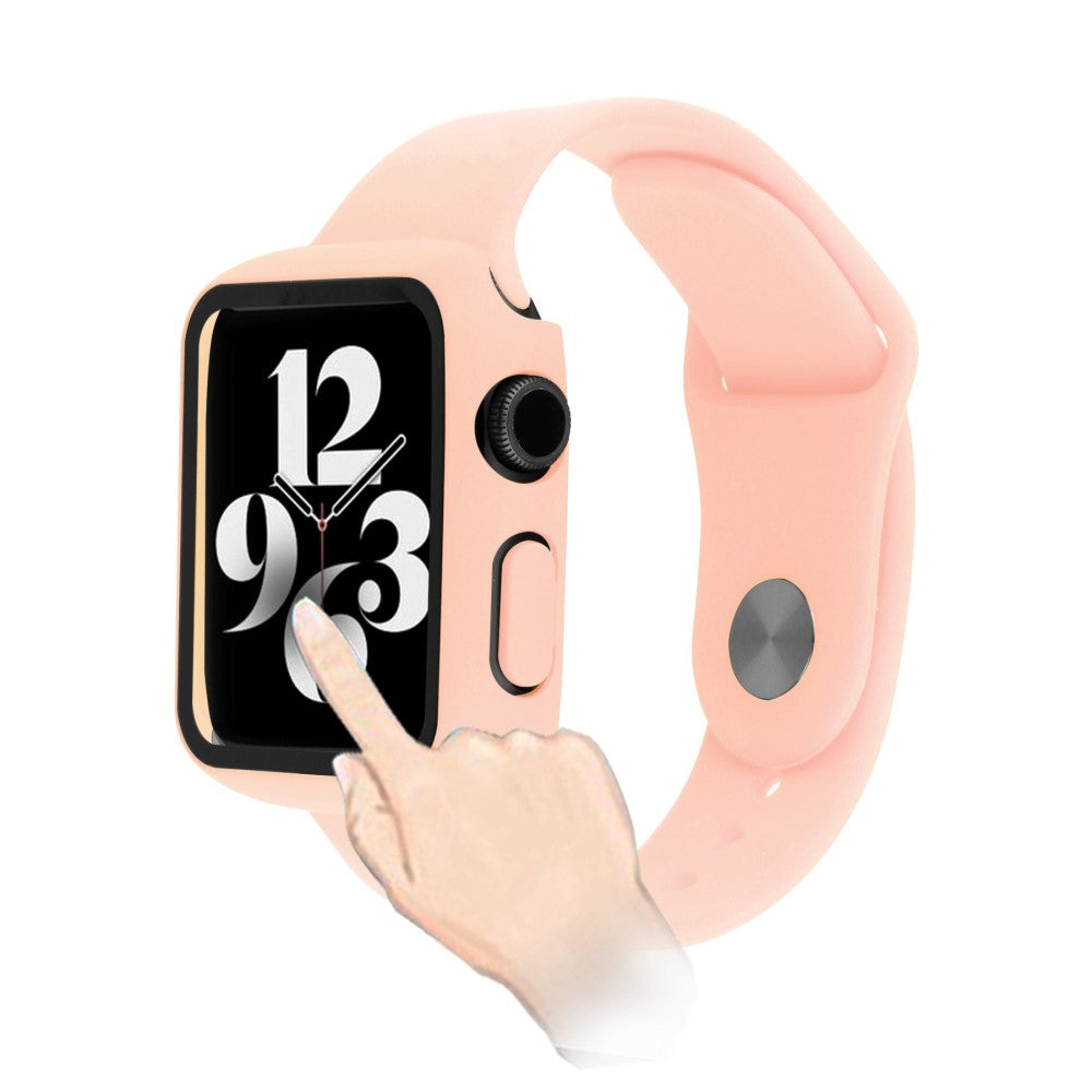 Apple Watch Series 8 (41mm) / Apple Watch Series 7 41mm Plastik Rem med Cover og Hærdet Glas - Pink#serie_9