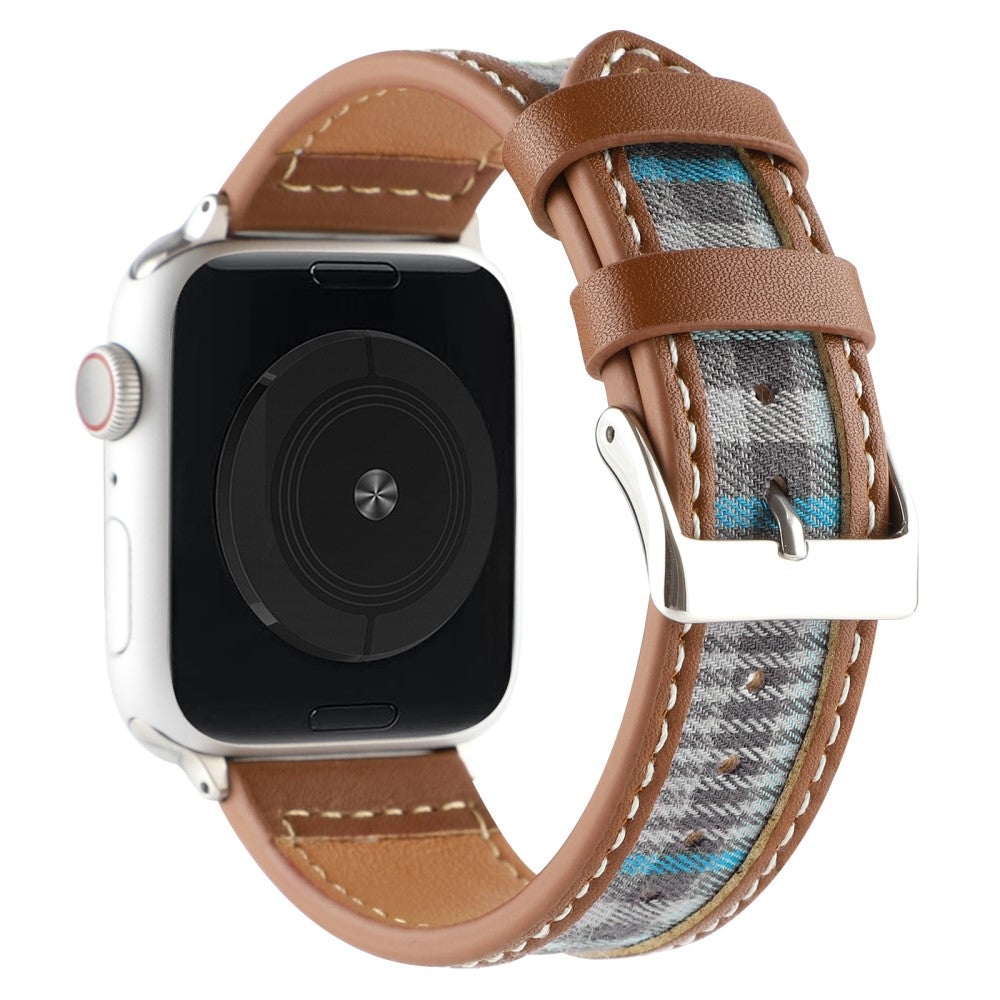 Flot Kunstlæder Og Nylon Universal Rem passer til Apple Smartwatch - Blå#serie_1