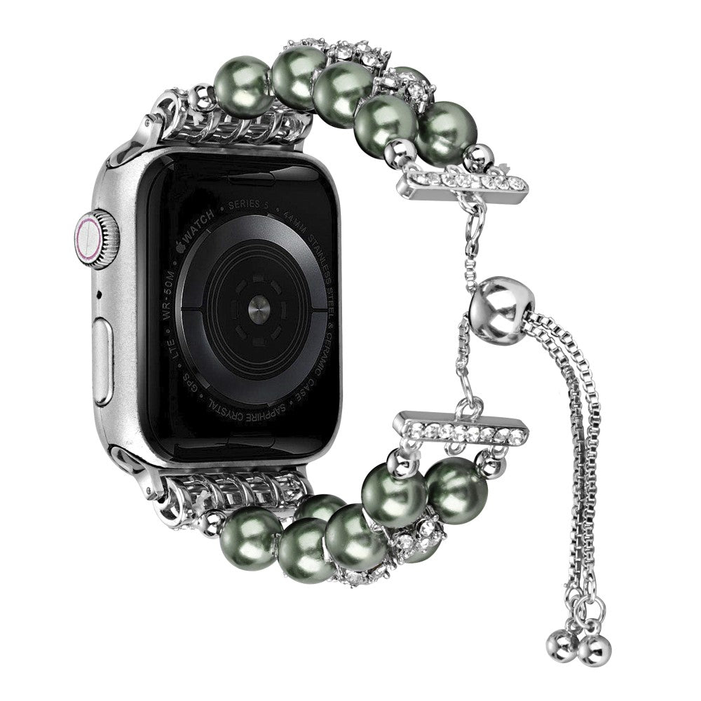 Sejt Plastik Og Rhinsten Universal Rem passer til Apple Smartwatch - Grøn#serie_2