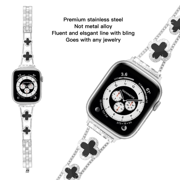 Sejt Metal Og Rhinsten Universal Rem passer til Apple Smartwatch - Sølv#serie_1