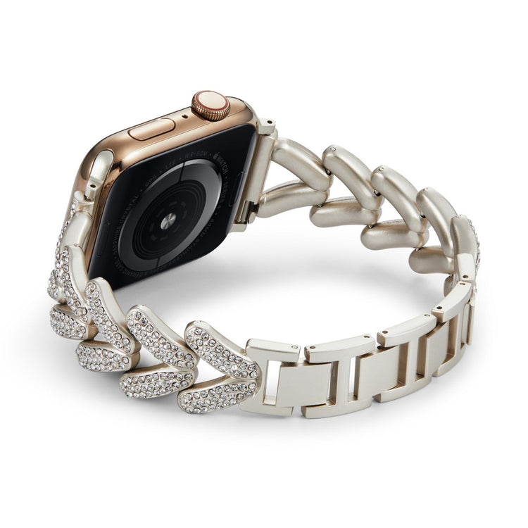 Vildt Fed Metal Og Rhinsten Universal Rem passer til Apple Smartwatch - Sølv#serie_3
