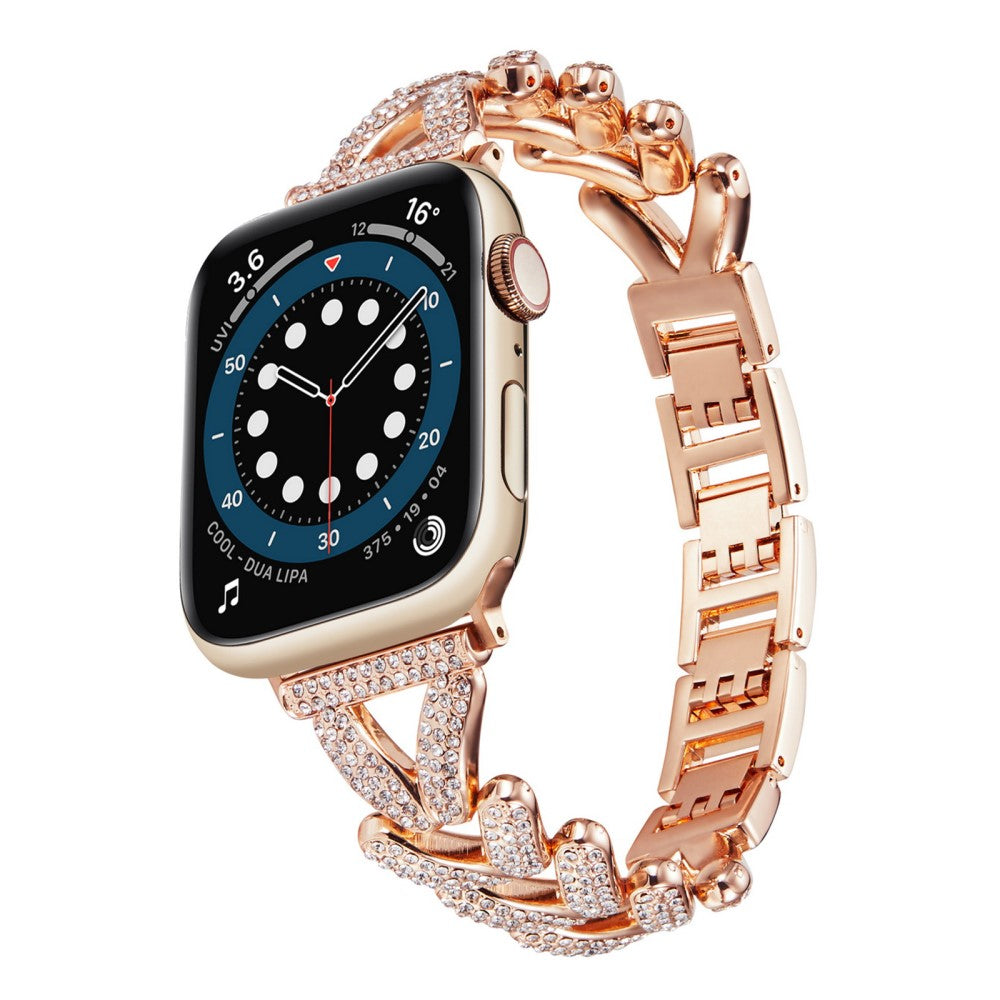 Vildt Fed Metal Og Rhinsten Universal Rem passer til Apple Smartwatch - Pink#serie_5
