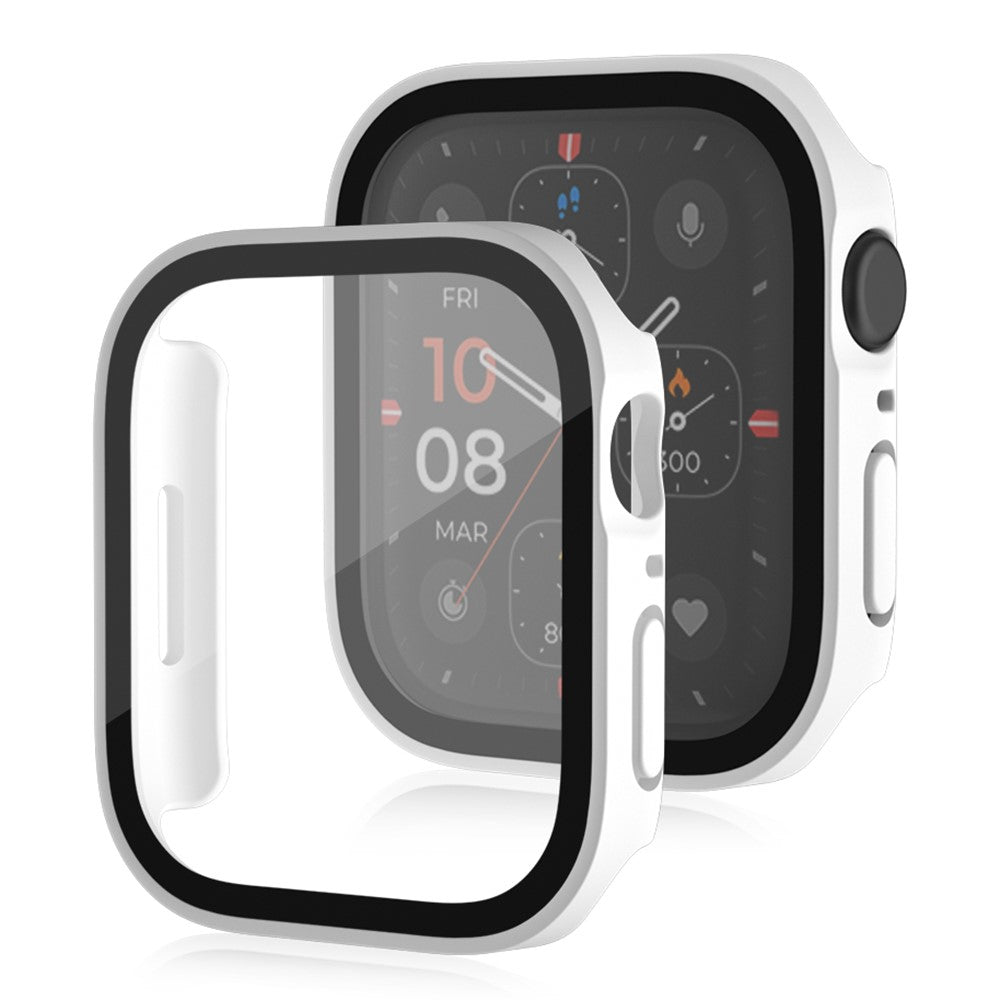 Mega Fed Apple Watch Series 8 (45mm) / Apple Watch Series 7 45mm Cover med Skærmbeskytter i Plastik og Hærdet Glas - Hvid#serie_2