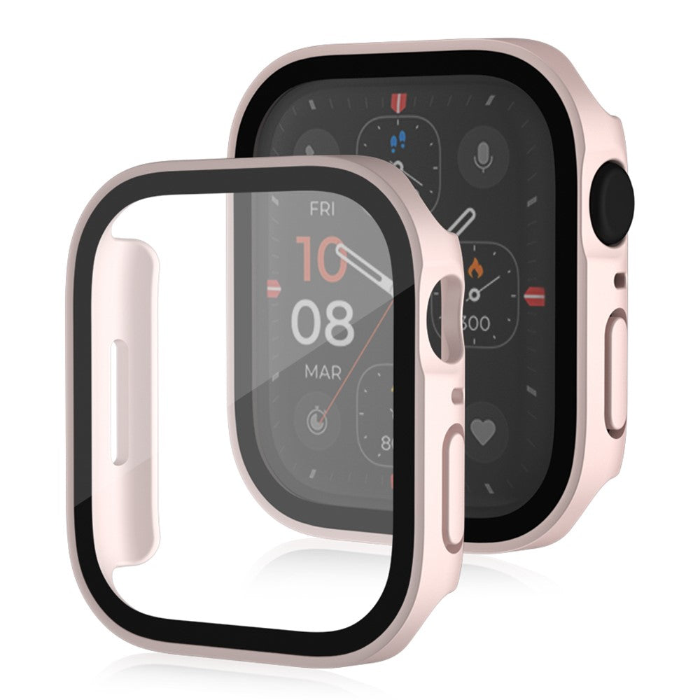 Mega Fed Apple Watch Series 8 (45mm) / Apple Watch Series 7 45mm Cover med Skærmbeskytter i Plastik og Hærdet Glas - Pink#serie_3