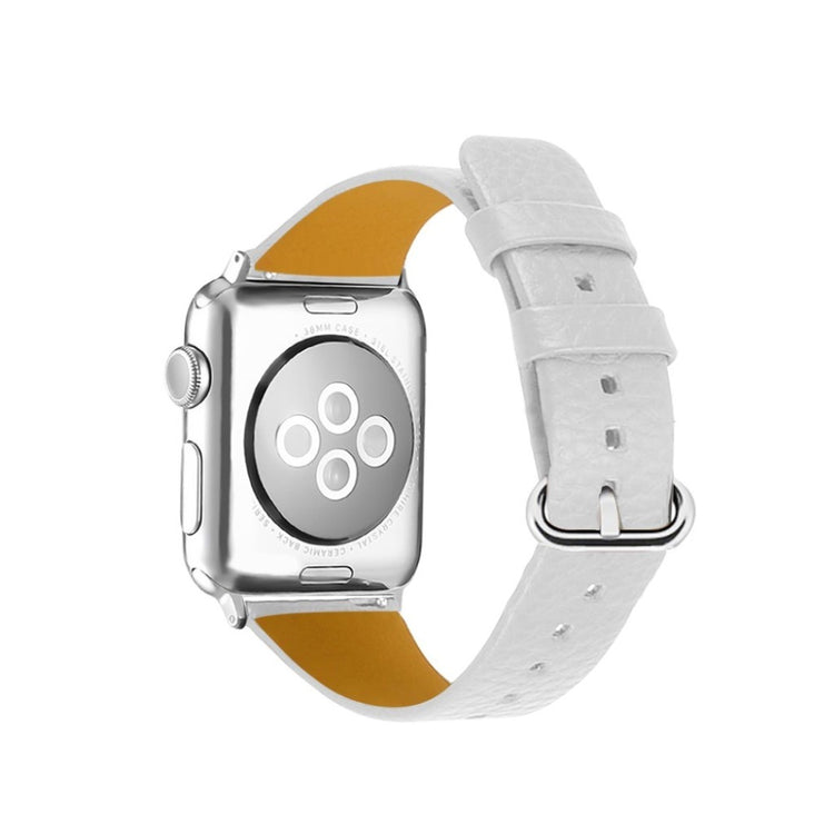 Skøn Apple Watch Series 1-3 38mm Ægte læder Rem - Hvid#serie_2