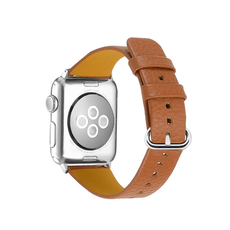 Skøn Apple Watch Series 1-3 38mm Ægte læder Rem - Brun#serie_5