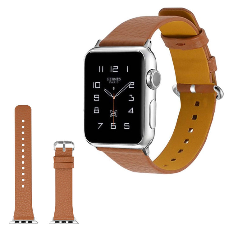 Skøn Apple Watch Series 1-3 38mm Ægte læder Rem - Brun#serie_5