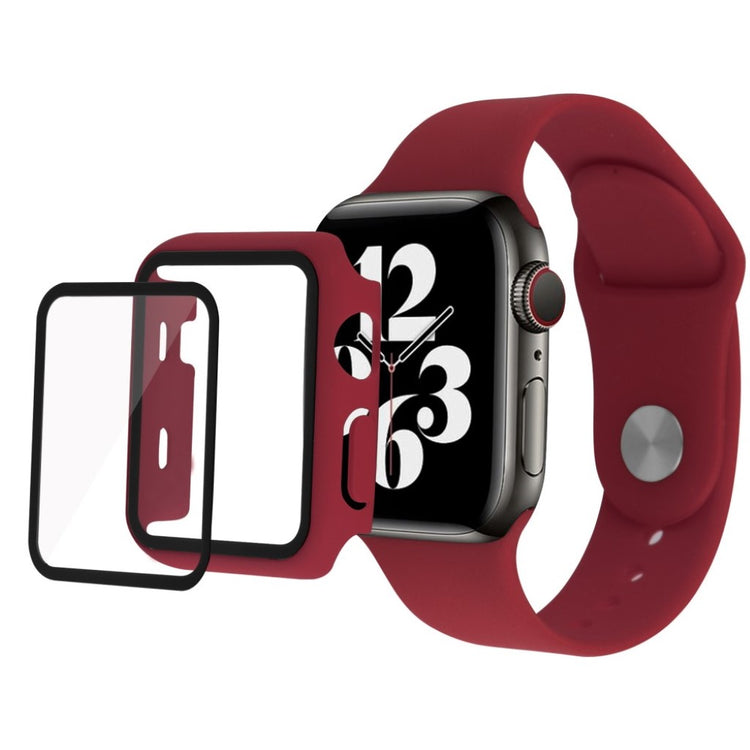 Meget sejt Apple Watch Series 1-3 38mm Silikone og Glas Rem - Rød#serie_3