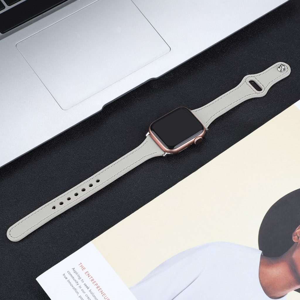 Rigtigt skøn Apple Watch Series 5 40mm Ægte læder Rem - Hvid#serie_1