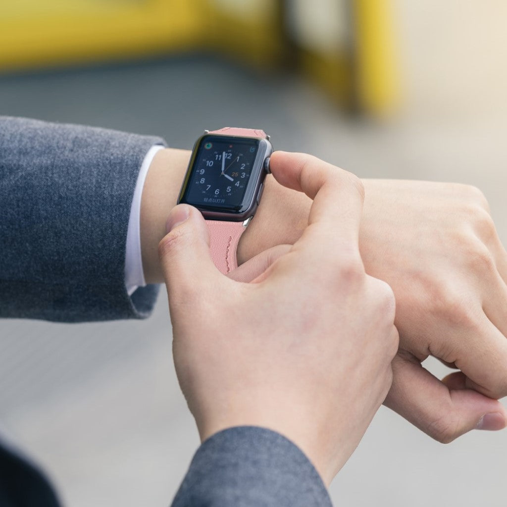 Rigtigt skøn Apple Watch Series 5 40mm Ægte læder Rem - Pink#serie_2