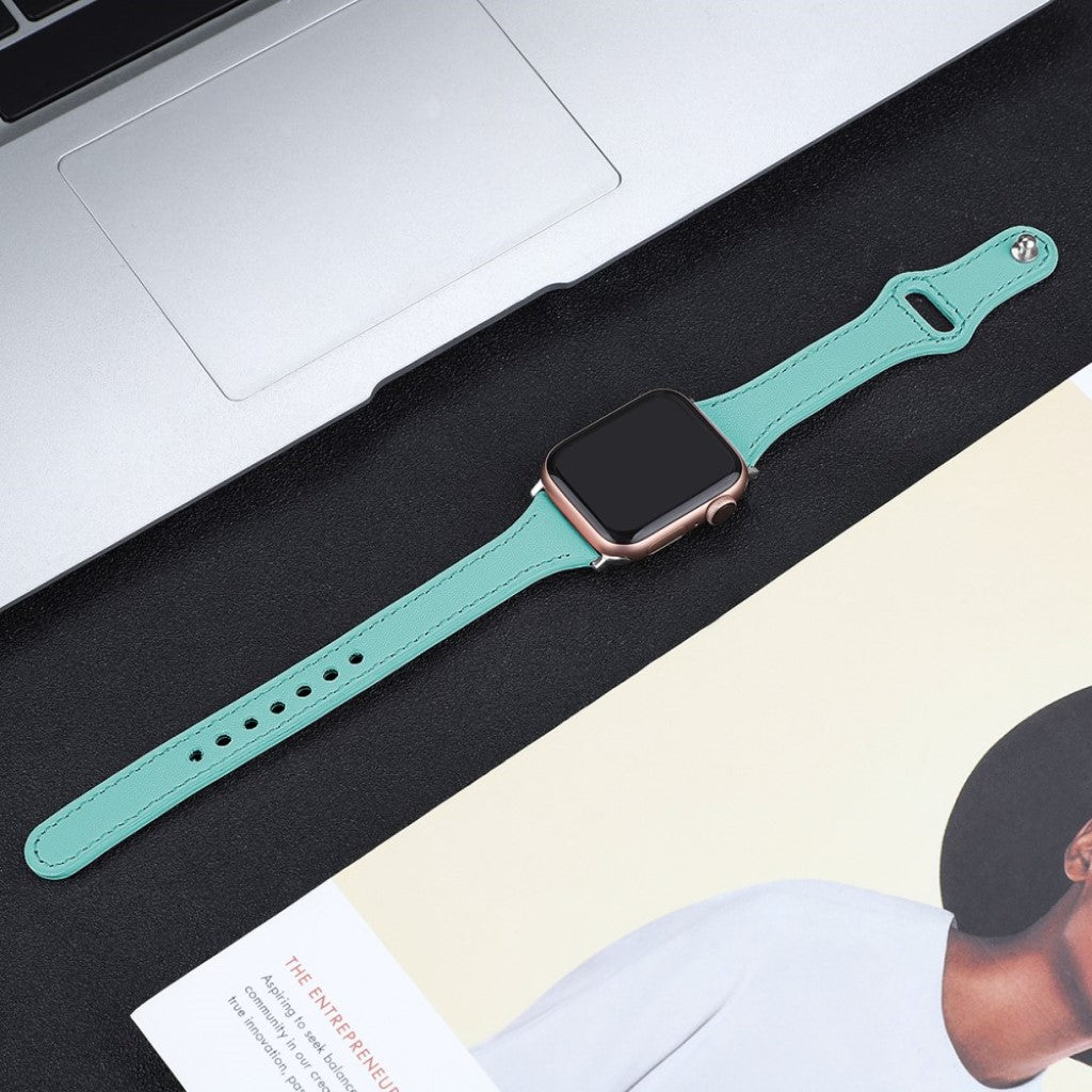 Rigtigt skøn Apple Watch Series 5 40mm Ægte læder Rem - Grøn#serie_6