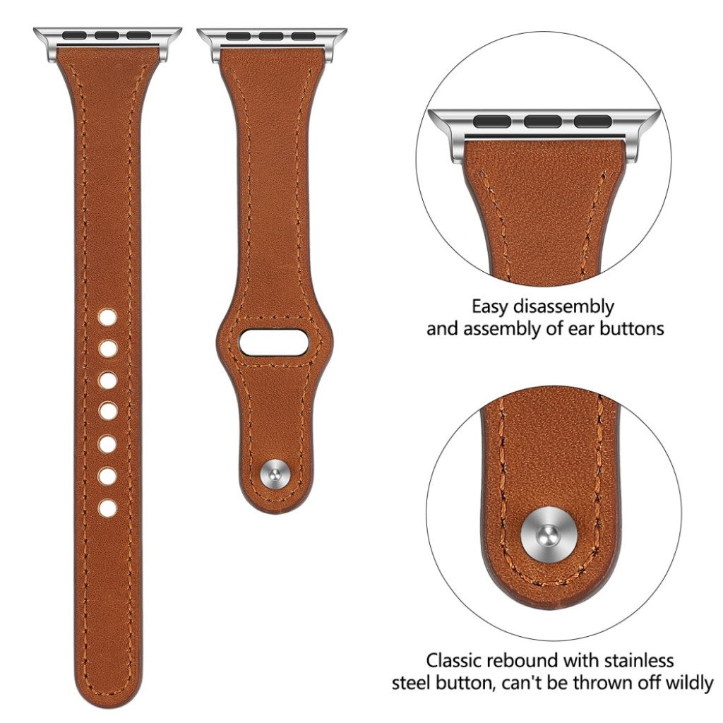 Rigtigt skøn Apple Watch Series 5 40mm Ægte læder Rem - Brun#serie_7