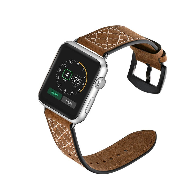  Apple Watch Series 5 40mm / Apple Watch 40mm Ægte læder Rem - Brun#serie_056