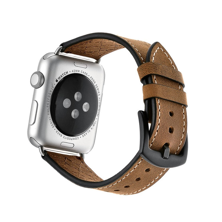  Apple Watch Series 5 40mm / Apple Watch 40mm Ægte læder Rem - Brun#serie_056