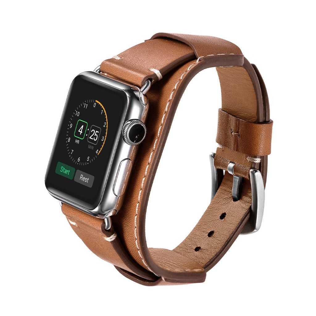  Apple Watch Series 5 40mm / Apple Watch 40mm Ægte læder Rem - Brun#serie_11