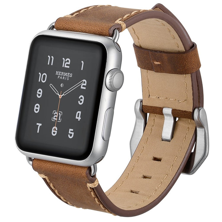  Apple Watch Series 5 40mm / Apple Watch 40mm Ægte læder Rem - Brun#serie_2