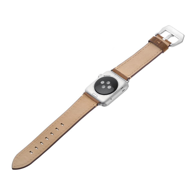  Apple Watch Series 5 40mm / Apple Watch 40mm Ægte læder Rem - Brun#serie_2