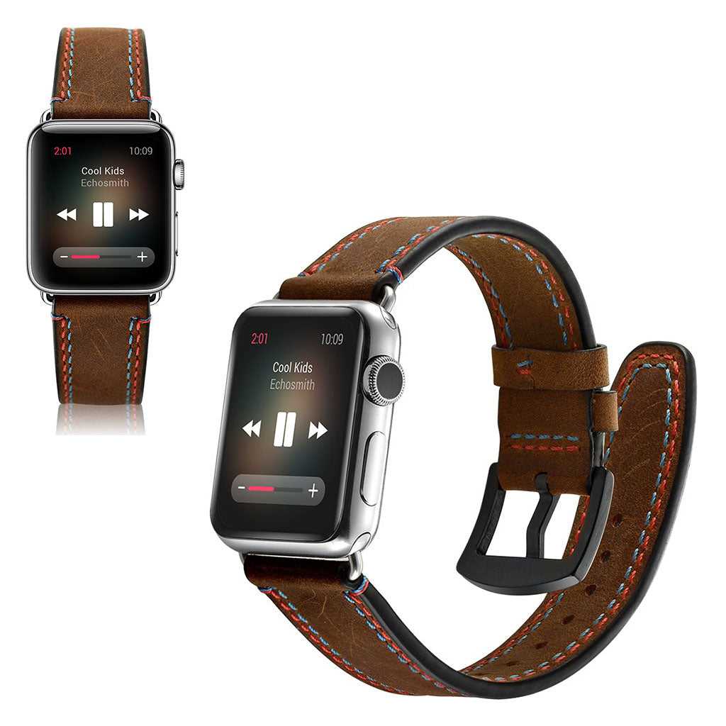  Apple Watch Series 5 40mm / Apple Watch 40mm Ægte læder Rem - Brun#serie_062