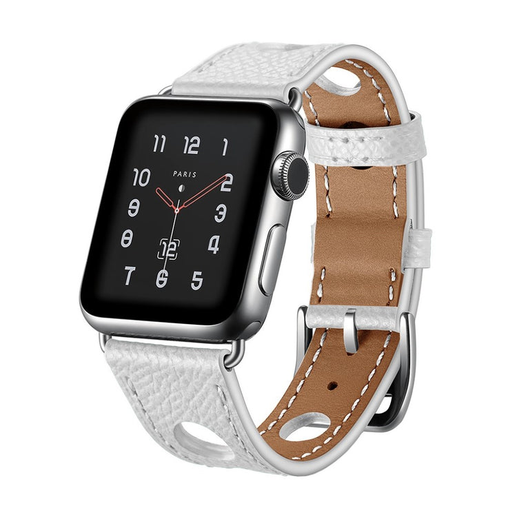  Apple Watch Series 5 40mm / Apple Watch 40mm Ægte læder Rem - Hvid#serie_1