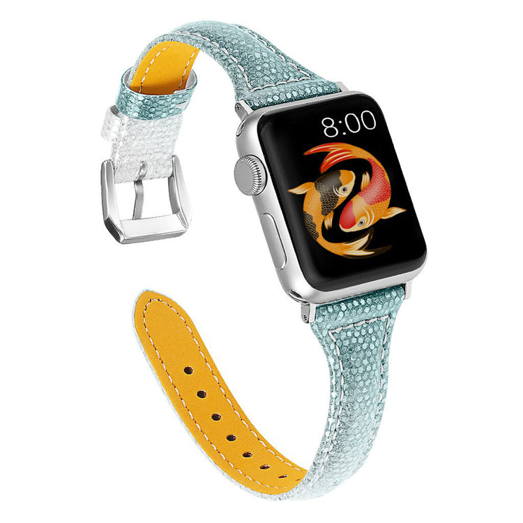 Meget godt Apple Watch Series 5 44mm Ægte læder Rem - Grøn#serie_4