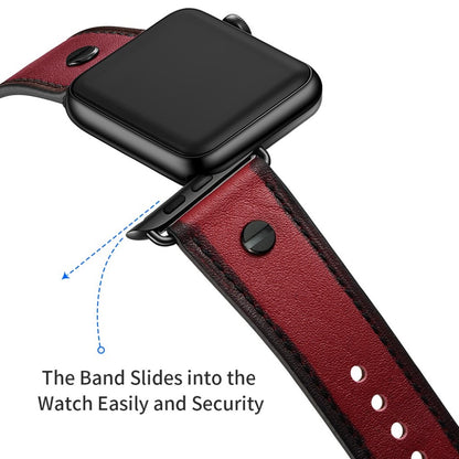 Vildt fantastisk Apple Watch Series 5 44mm Ægte læder Rem - Rød#serie_2