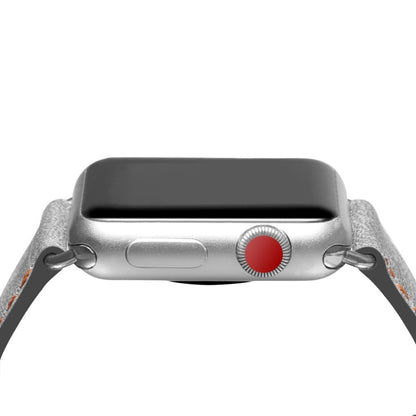 Meget hårdfør Apple Watch Series 5 44mm Ægte læder Rem - Sølv#serie_1