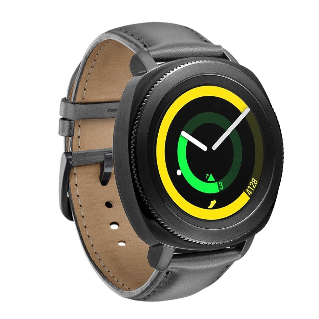 Helt vildt hårdfør Samsung Gear Sport Ægte læder Rem - Sølv#serie_2