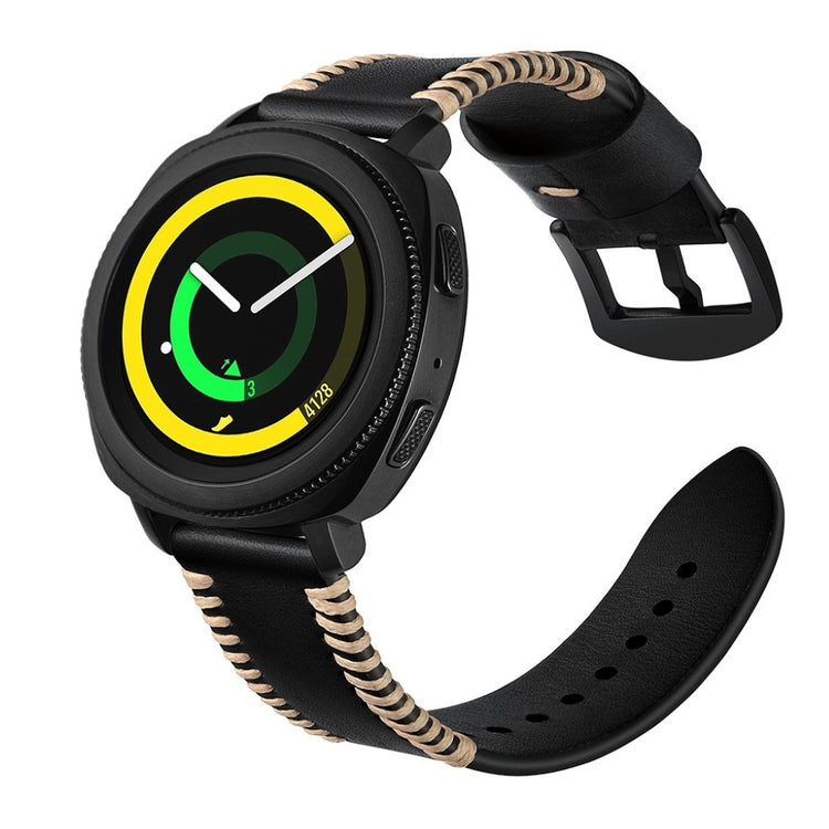 Vildt fantastisk Samsung Gear Sport Ægte læder Rem - Sort#serie_1